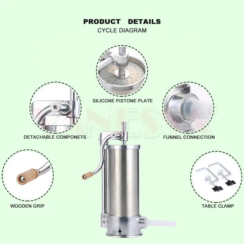 5KG Vertical Stainless Steel Sausage Making Machine  Manual