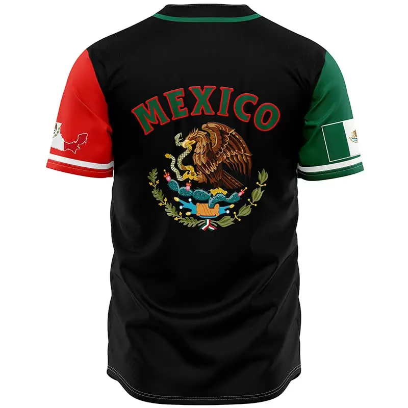 Custom logo Mexico Baseball Jersey Mexico Baseball Button Down Jersey Shirts Mexican Flag Baseball Jerseys Sports Shirt