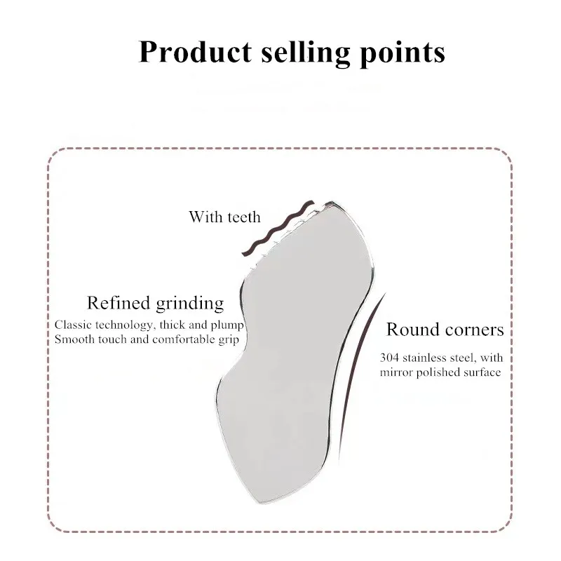 Hot Sell Stainless Steel Gua Sha Plate with Teeth for Facial Beauty