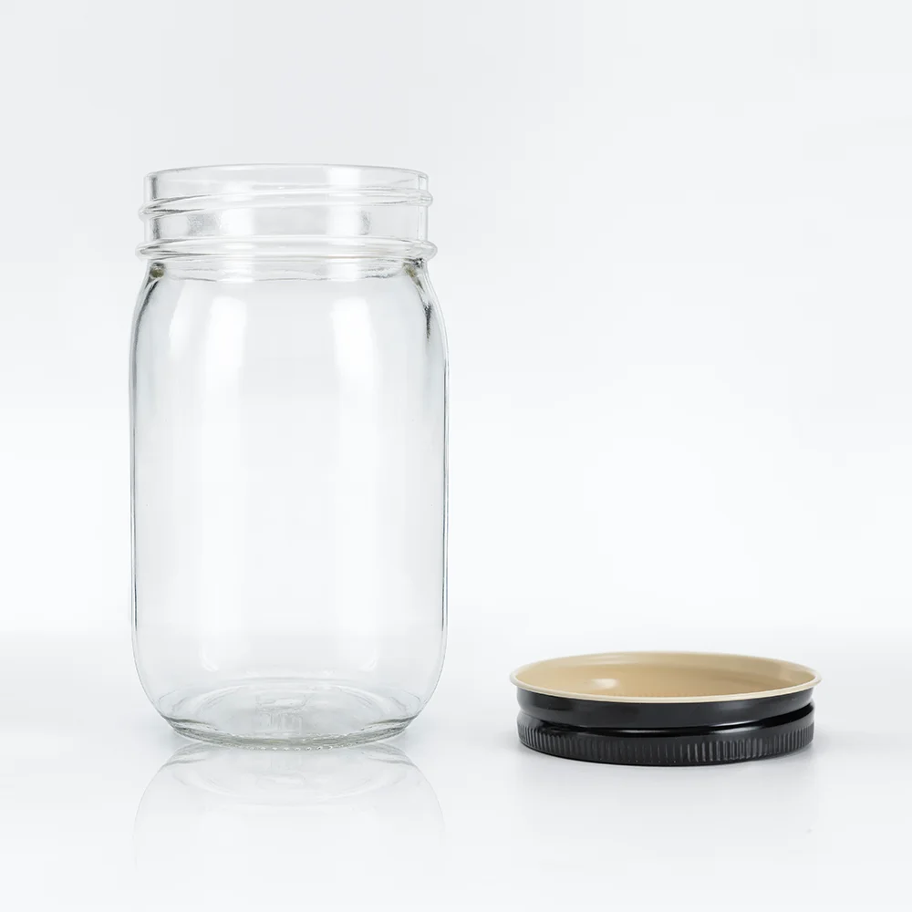 12oz 16oz 25oz 32oz Round Empty Clear Mason Canned Glass Jar with Silver Gold Black Lid For Mayonnaise Jars