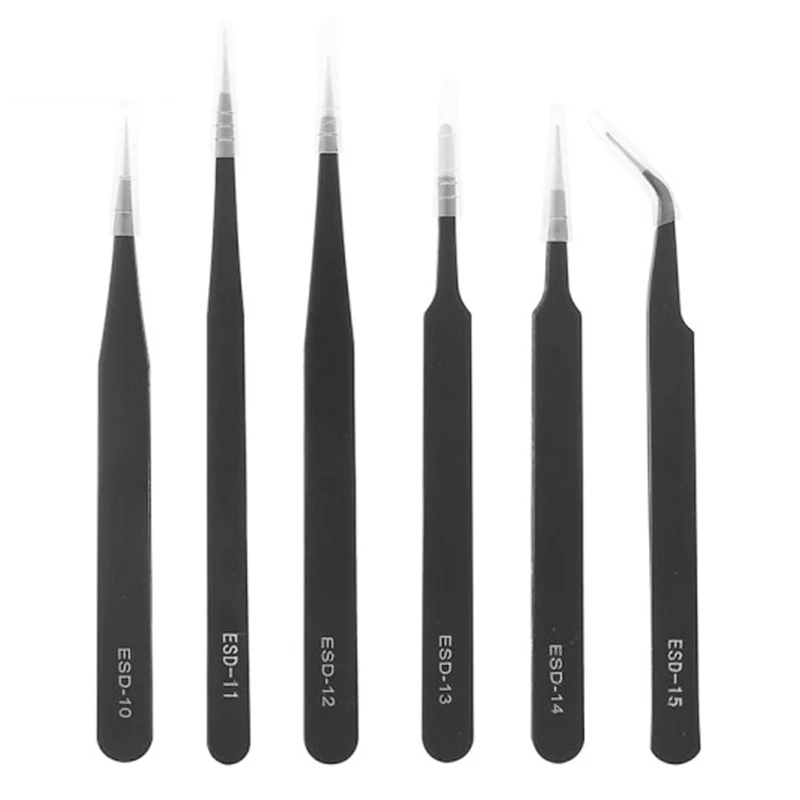 1piece Black  Cheap Anti-Static Stainless Steel Rhinestones Picking Tool Tweezers ESD-10 ESD-11 ESD-12 ESD-13 ESD-14 ESD-15