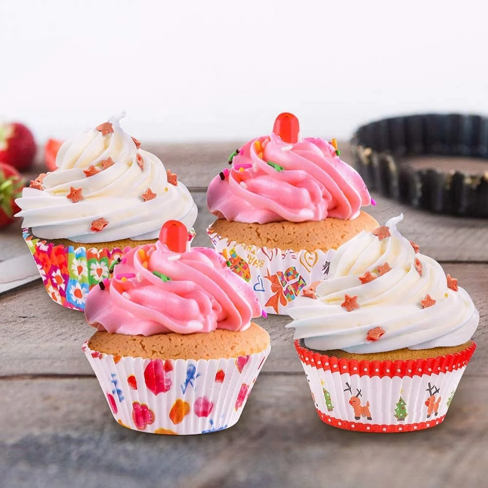 Fabrik Grobhandel Back becher Party Kuchen becher Papier Weihnachten Cupcake Liner Antihaft-Hochtemperatur-Kuchen becher Form