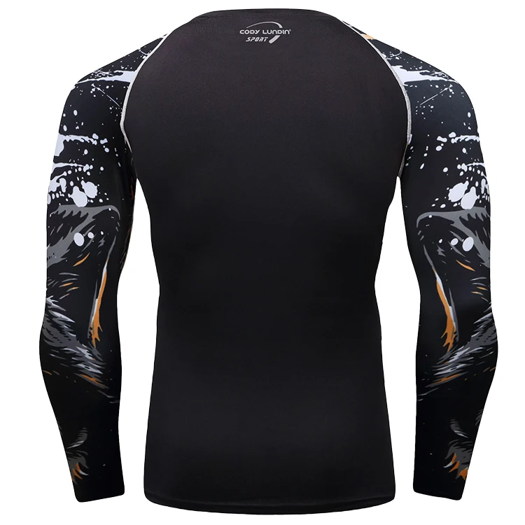 Custom logo rash guard with rubber band men mma sports clothing