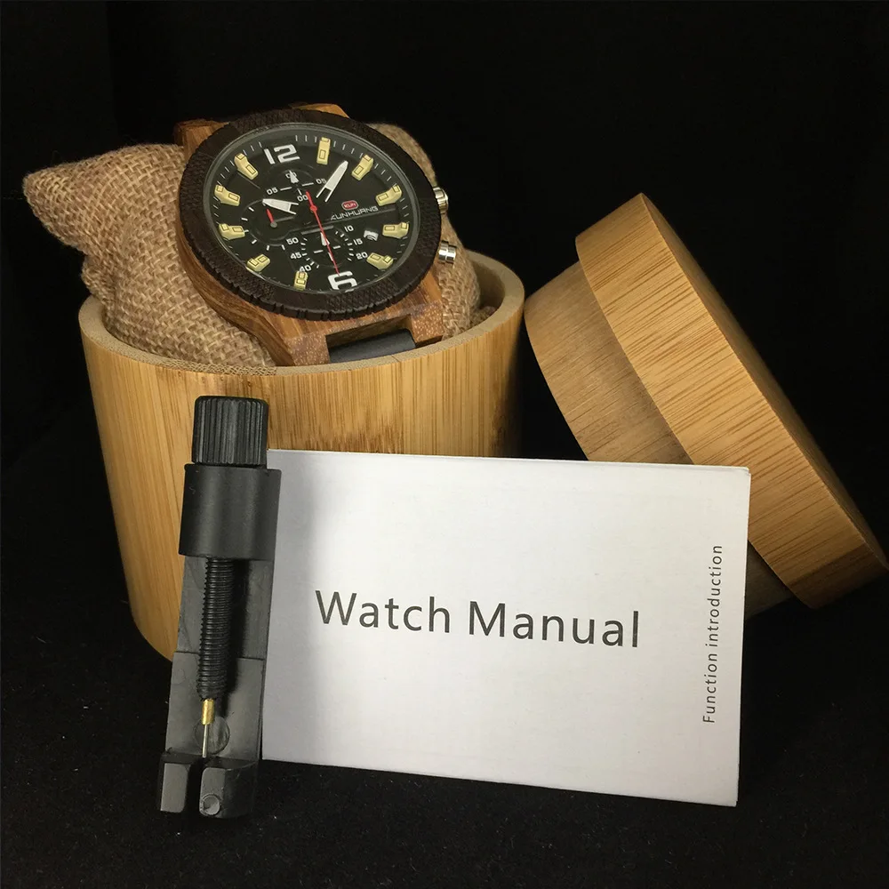 Custom logo Luxury square Bamboo Wooden case Watch Packaging Box for Smart Watch