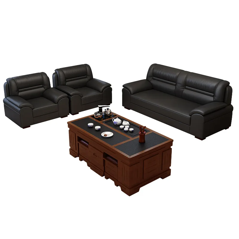 BOSS Office Sofa Sets Luxury Modern Furniture Lounge Luxury Wooden Leather Sofa For Business Reception