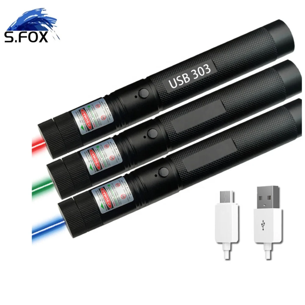 USB Charging Powerful 50mw 100mw USB Rechargeable Long Distance 532nm Green Red Purple Laser Pointer