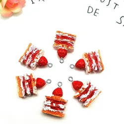 3D Strawberry Cake Food Resin Charms DIY Craft for Earring Key Chains Jewelry Making