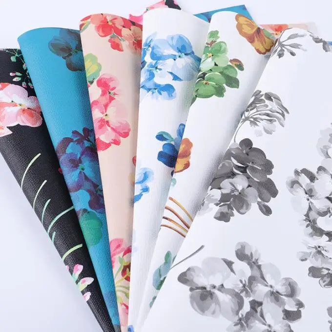 Sofa Chairs or Furniture 0.8mm Thickness Letter or Floral Printing Synthetic Pvc Leather Fabric Imitation Cotton Base Cloth