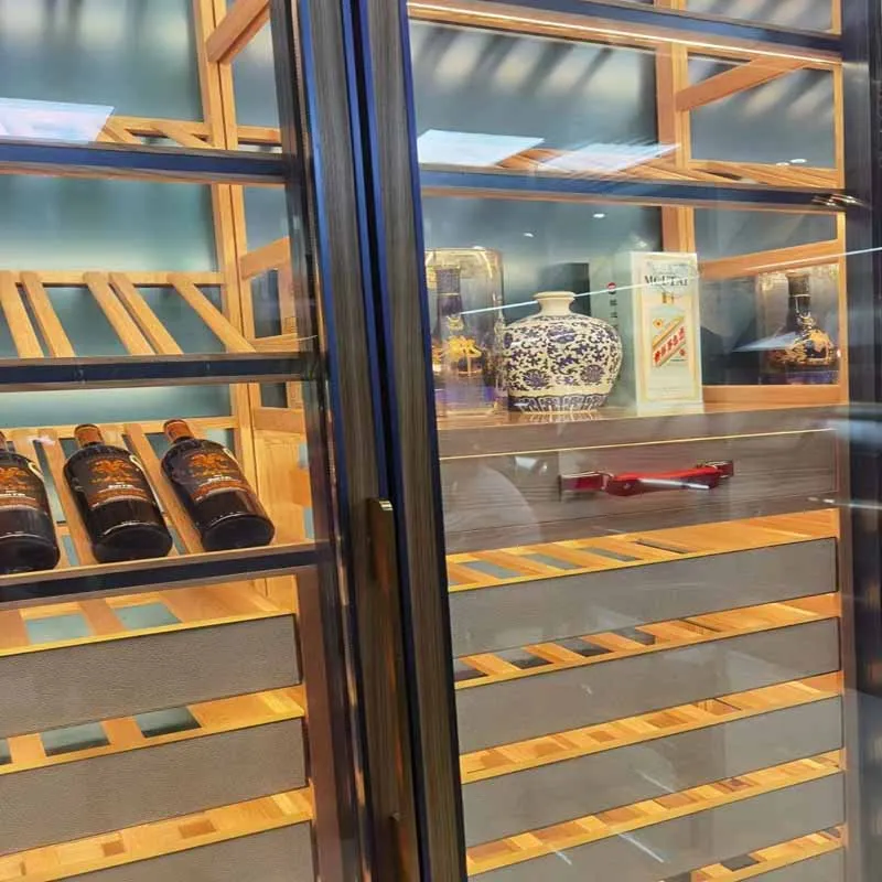 300L Touchscreen Digital Climate Control Stainless Steel Surface Wooden Shelf Wine Cooler And Cabinet  For Restaurants