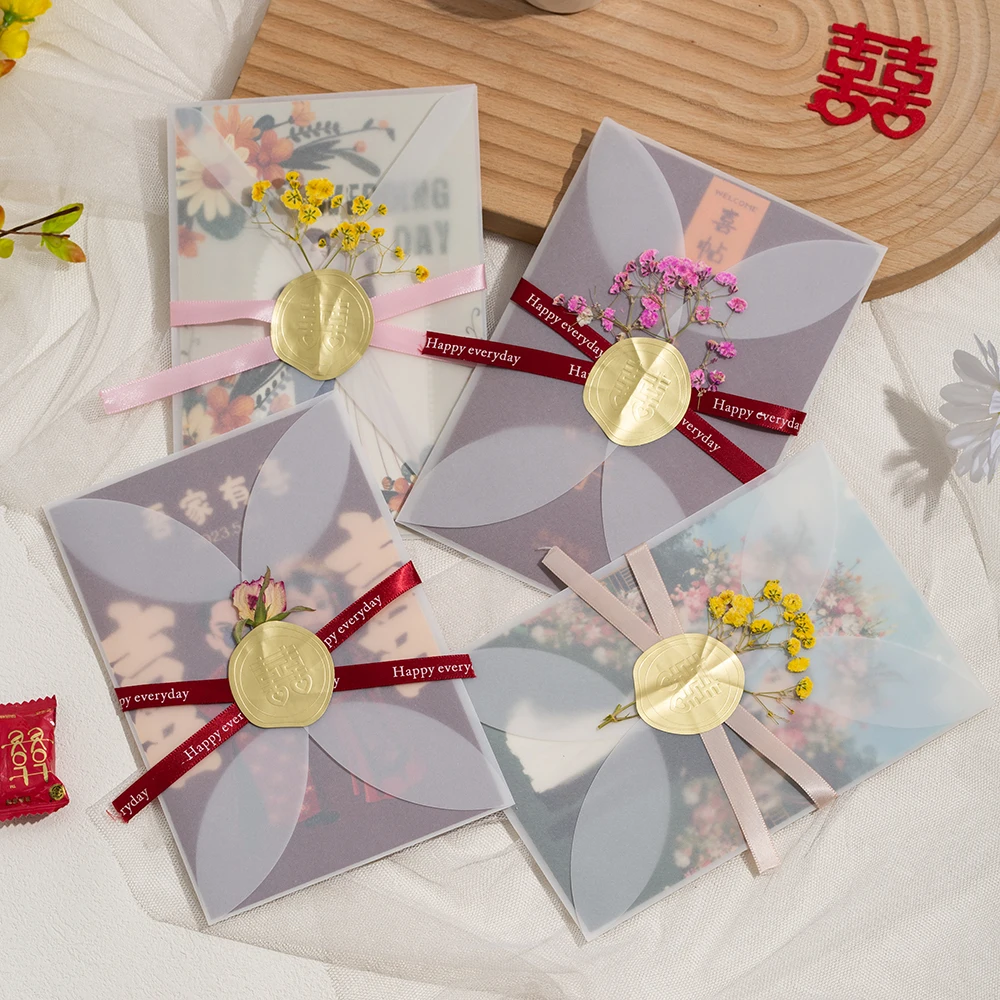 High quality greeting gold foil thank you gift cards and stickers envelope business wedding thank you cards