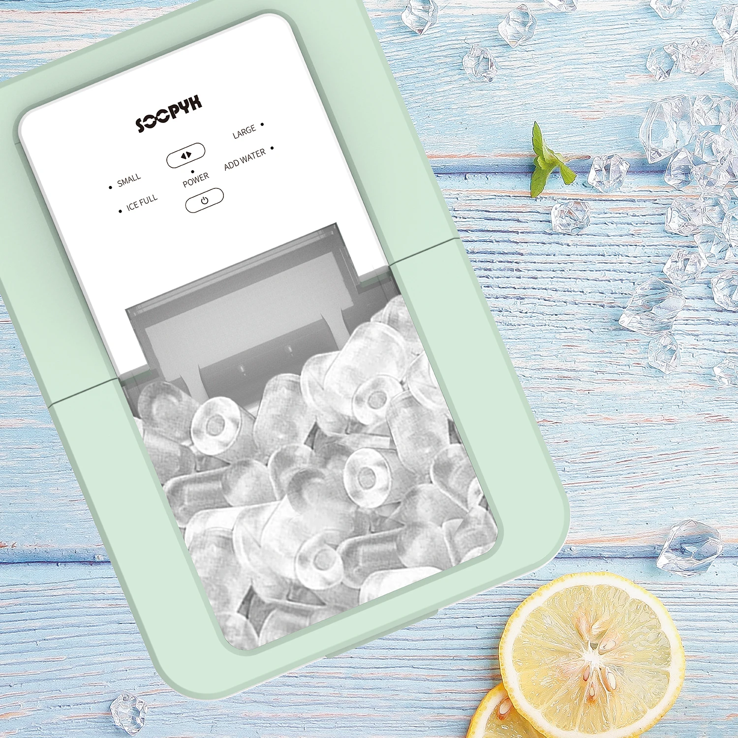 Машина для изготовления кубиков льда IC1209 Aquart, Настольная мини-машина для приготовления кубиков льда, 12 кг, 6-8 минут самоочистки, с ковшом для льда и корзиной