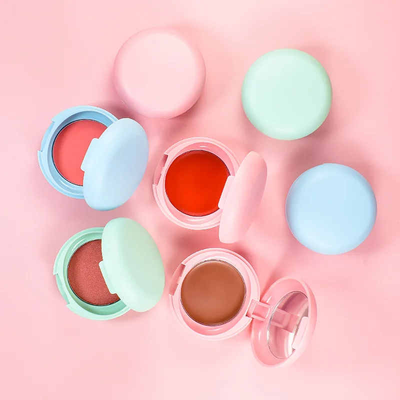 LS29 OEM Round Shape 3 color blush palette  Single Face Blusher cream and powder Vegan Makeup Blush custom With Your Logo