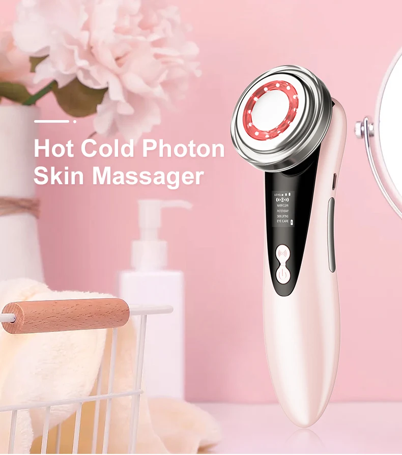 Beauty wholesale iontophoresis 5 in 1 led skin tightening device microcurrent ems facial massager machine