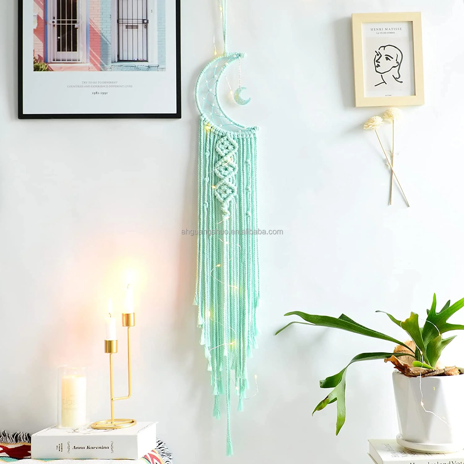 Multicolor Moon Star Dream Catchers Decor Macrame Woven Dream catchers Bohemian Wall Hangings Bedroom Home Decor Moon ornaments