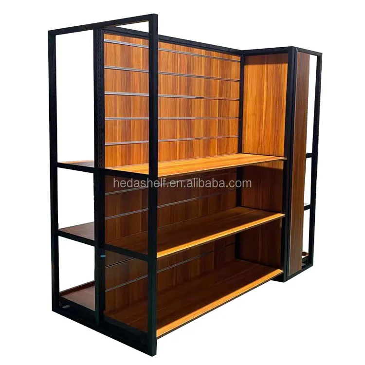 Modern factory price store shelving display racks rustic wooden shelves Storage Shelf for supermarket