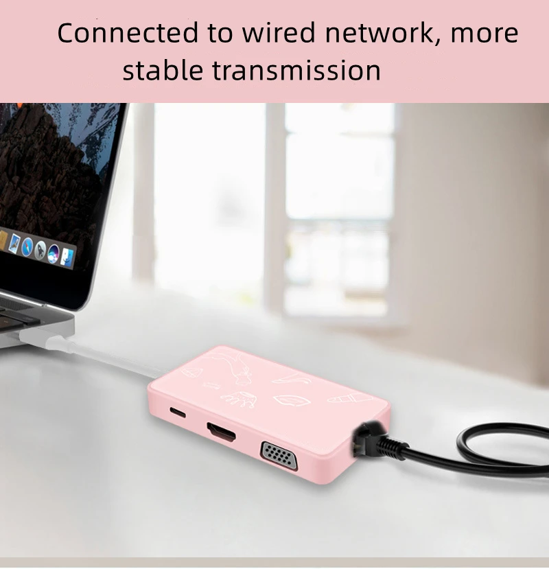 Кабель с разъемом Usb типа C концентратор многопортовый док-станция с Usb3.0 Rj45 разъемом спецификации Usb Type-c Pd зарядки адаптер док-станция для ноутбука usb-концентраторы