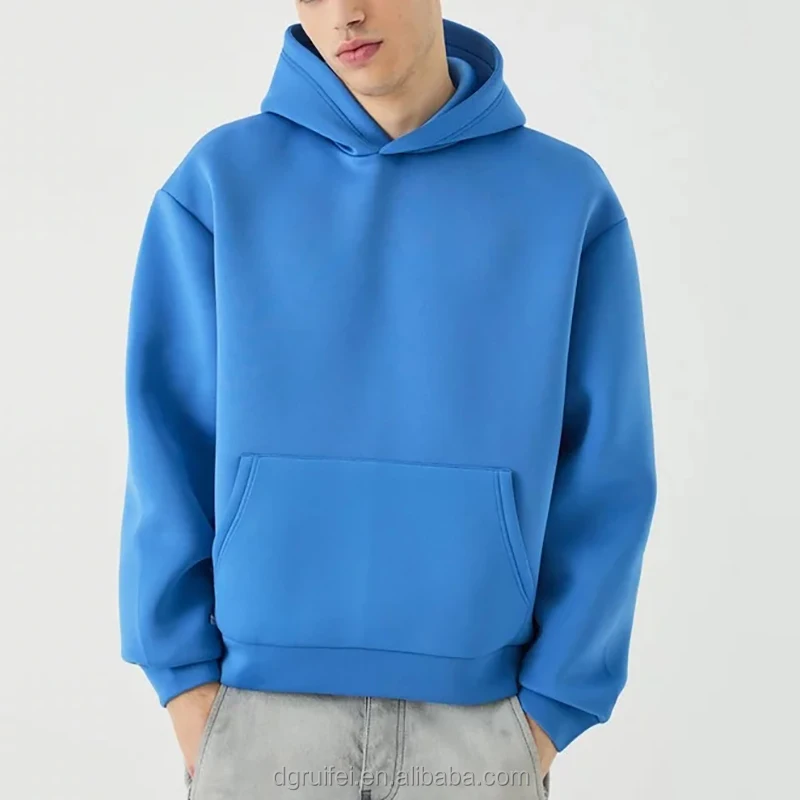 Custom Embroidered Puff Printing Plain 500GSM 480GSM 70% Cotton 30% Polyester Fleece Lined Oversized Boxy Cropped Men Hoodie