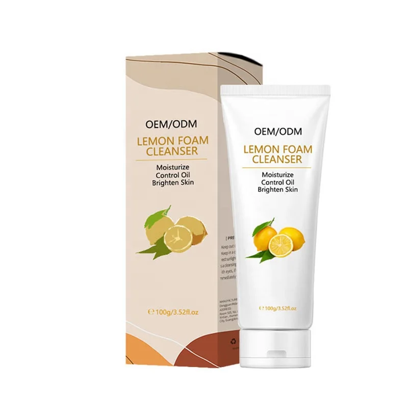 Private Brand 100ml Facial Care Lemon Foam Cleanser For Face Brighten Skin Control Oil