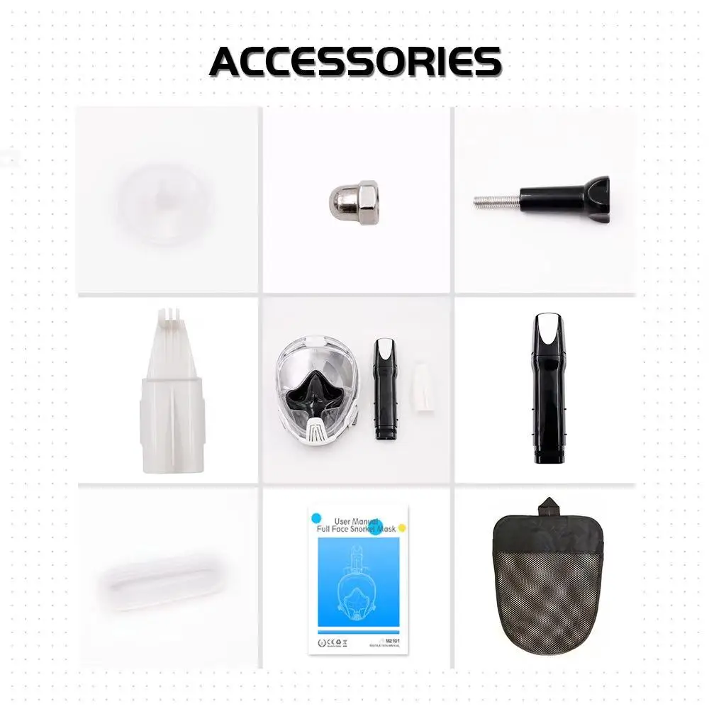 Thenice anti fog swimming glasses water sport equipment full face snorkel mask with go pro