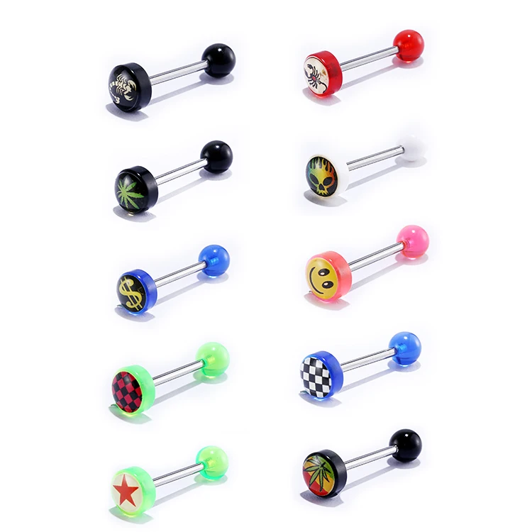 Piercing Jewelry Surgical Steel Tongue Ring Girls Industrial Barbells Quality Body Ring Tongue Rings