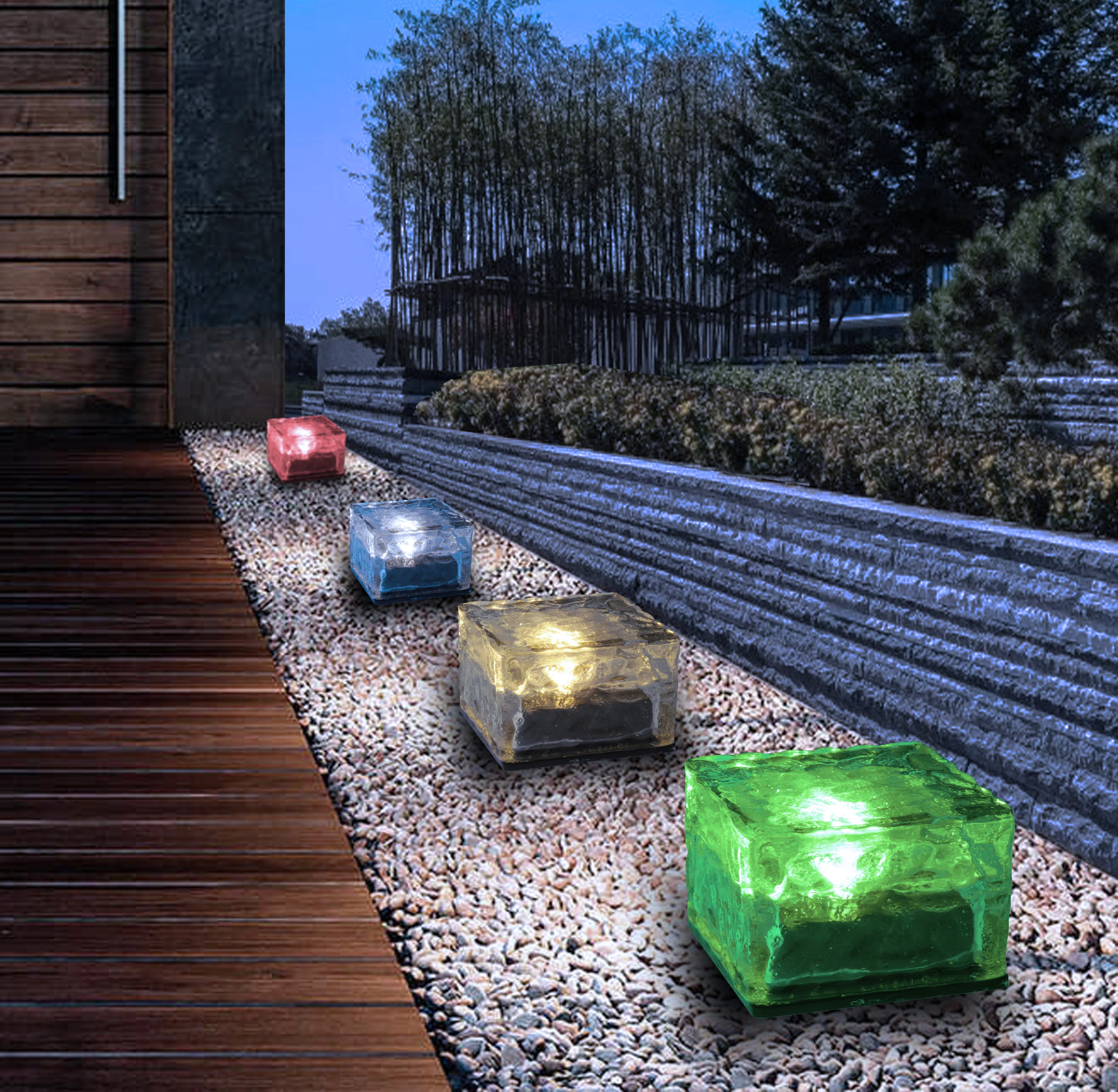 ENJOYSOLAR Outdoor Led Garden Lights Landscape lighting solar glass brick path stair light