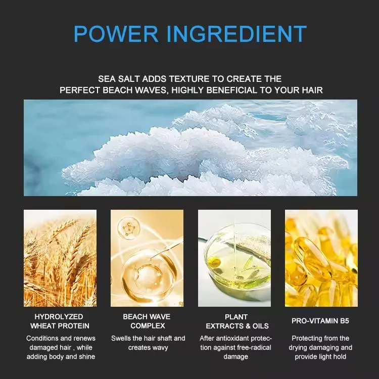 Fast Shipping Private Label Beach Hair Look Texturizing Volume Matt Styling Sea Salt Spray