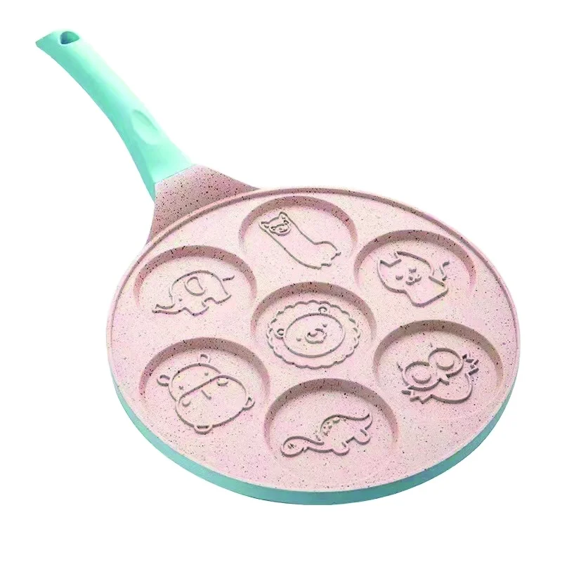 7 aluminum frying cake pan cups  baking pans with animals break life with induction bottom smile face  pan for egg pancake