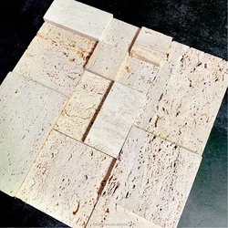 Apulo New Arrival 3D Art Natural Stone Travertine mosaic Cheap Cultural Wall Mosaic Tiles Interior Decorative