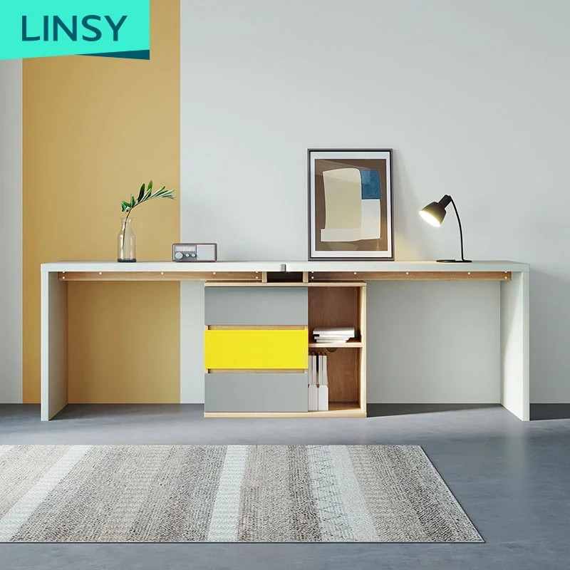 Linsy Height Adjustable Simple Computer Desk With Storage Box Organizer Desk For Home Office Children Desk And Chair Set DJ1V-C