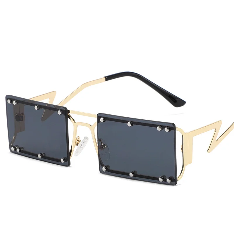 Small frame square metal rivet sun glasses fashion personality eyeglasses modern fashion sunglasses