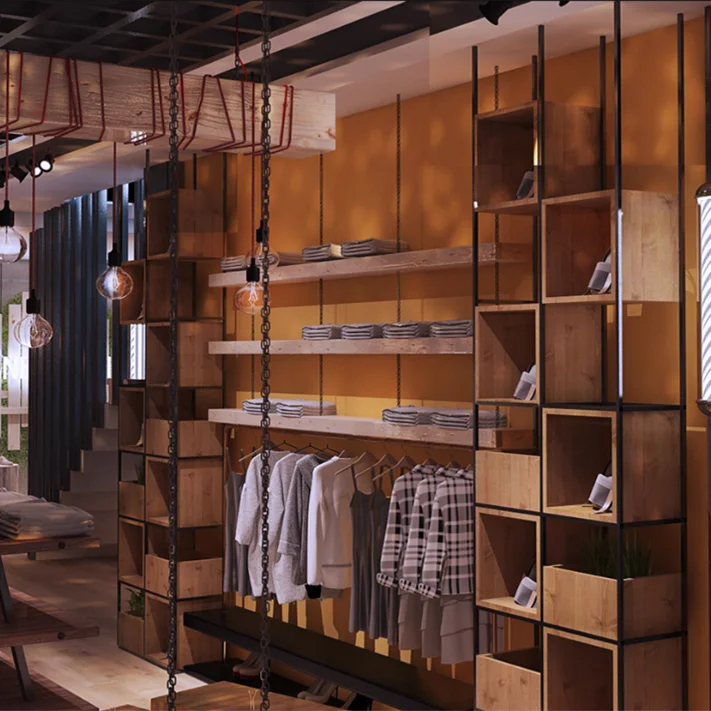 Fashion Mens Clothing Shop Interior Design Custom Men Clothes Store Fixtures Decoration Luxury Menswear Shop Display Furniture