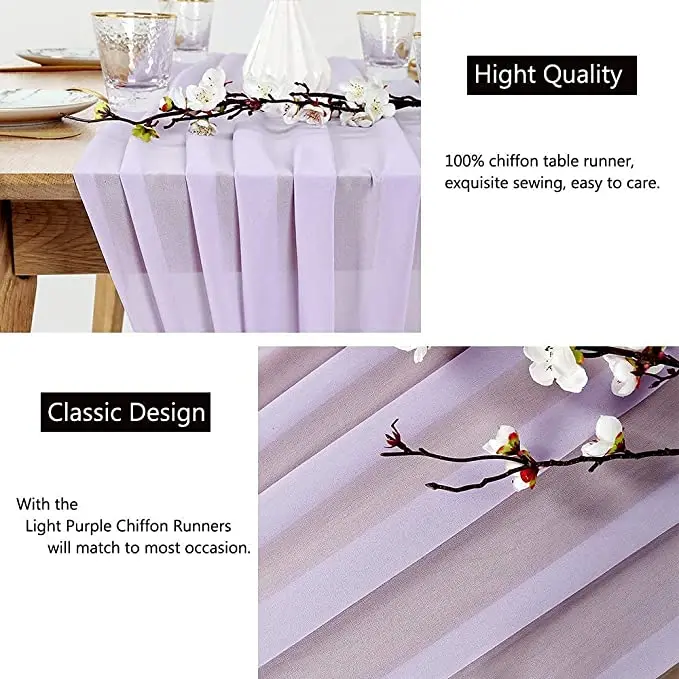 table runner with cushion purple Chiffon Table Runner 27x120 Inches Romantic flower table runner wedding