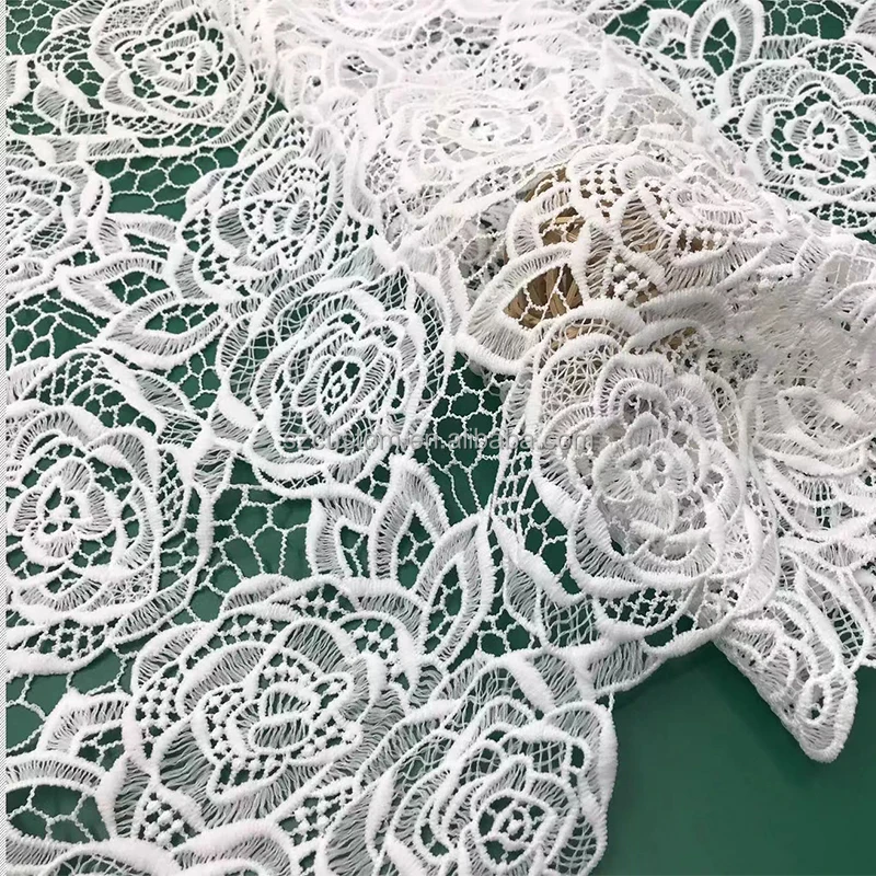 3d guipure flower floral cotton embroidery nigerian water soluble milk silk lace fabrics for dress