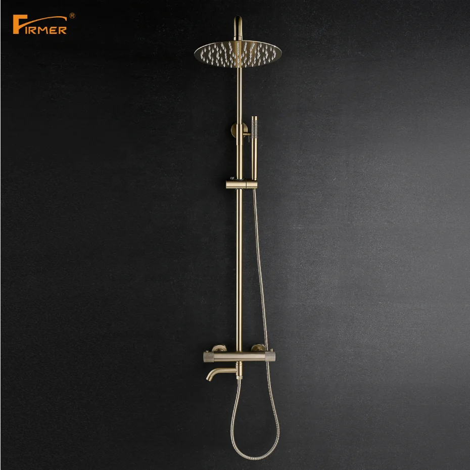 FIRMER 2020 NEW design Sanitary Ware high quality gold  color bathroom rain shower faucet set