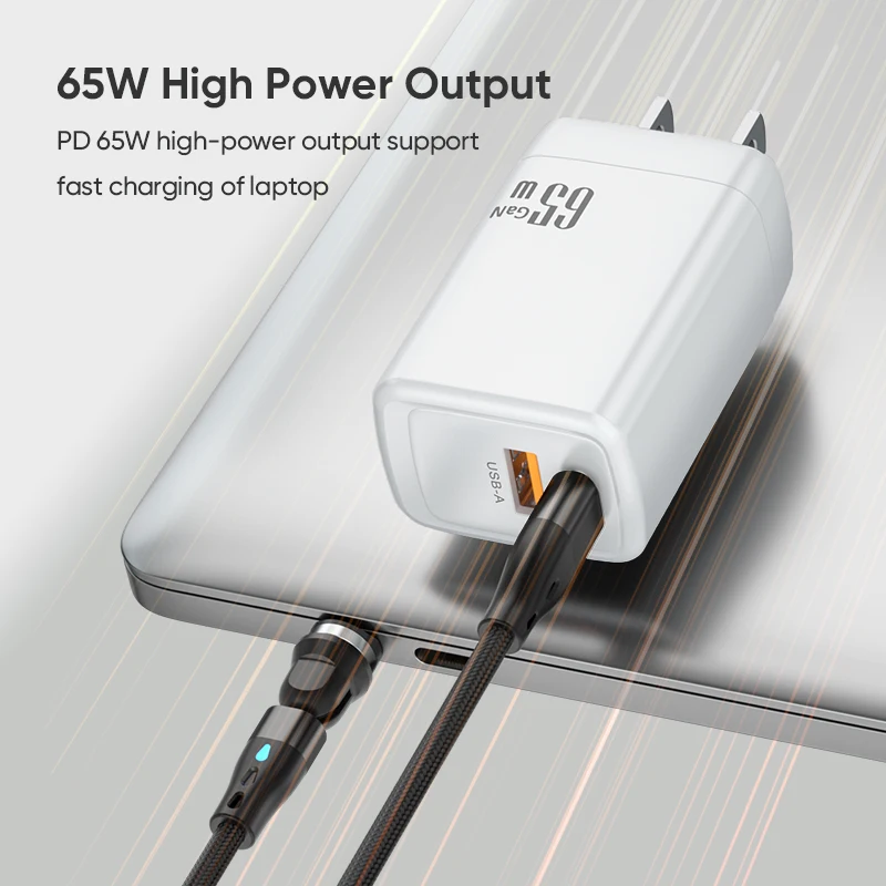 High power fast charging GaN two port output USB Type c mobile phones wall charger adapter GaN chip PD65W charger