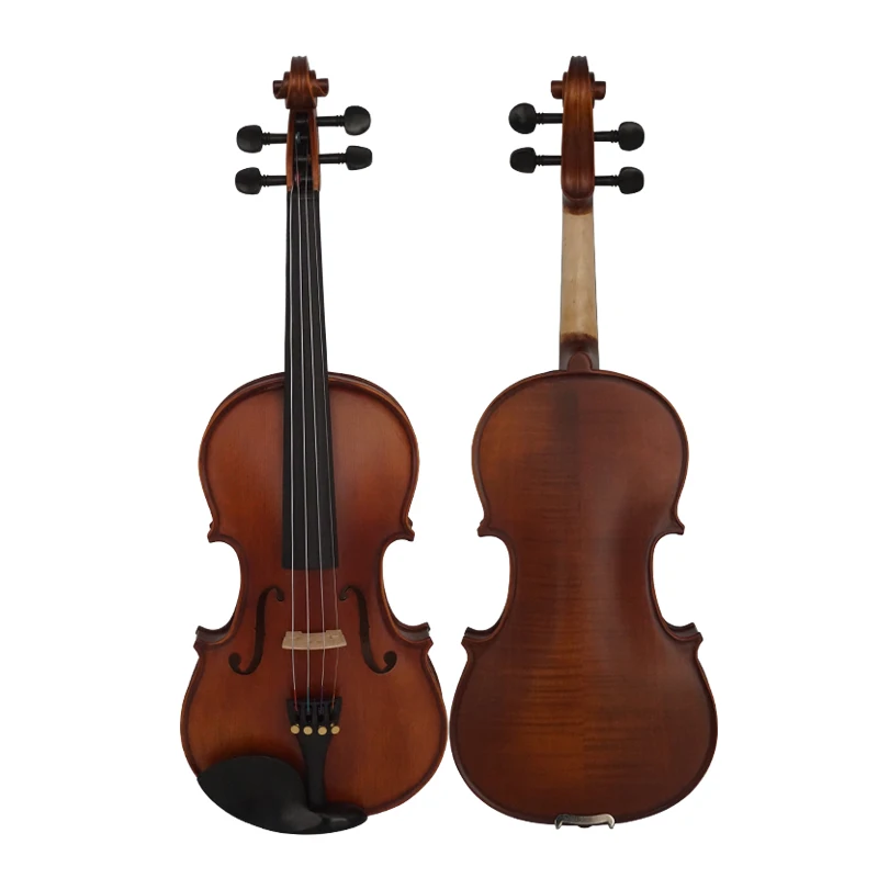 
Wholesale 4/4 solid flame maple dark matte red brown professional violin made in China 