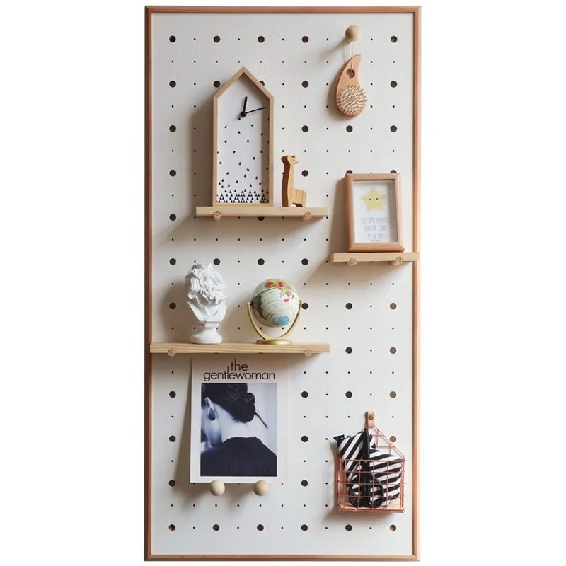 New European style creative wire-wrap board wooden pegboard Wall Shelf