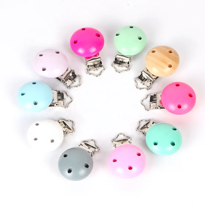 Nipple Chain Teeth Accessories For Three Holes Of Color Round Wooden Baby Pacifier Clip Nipple