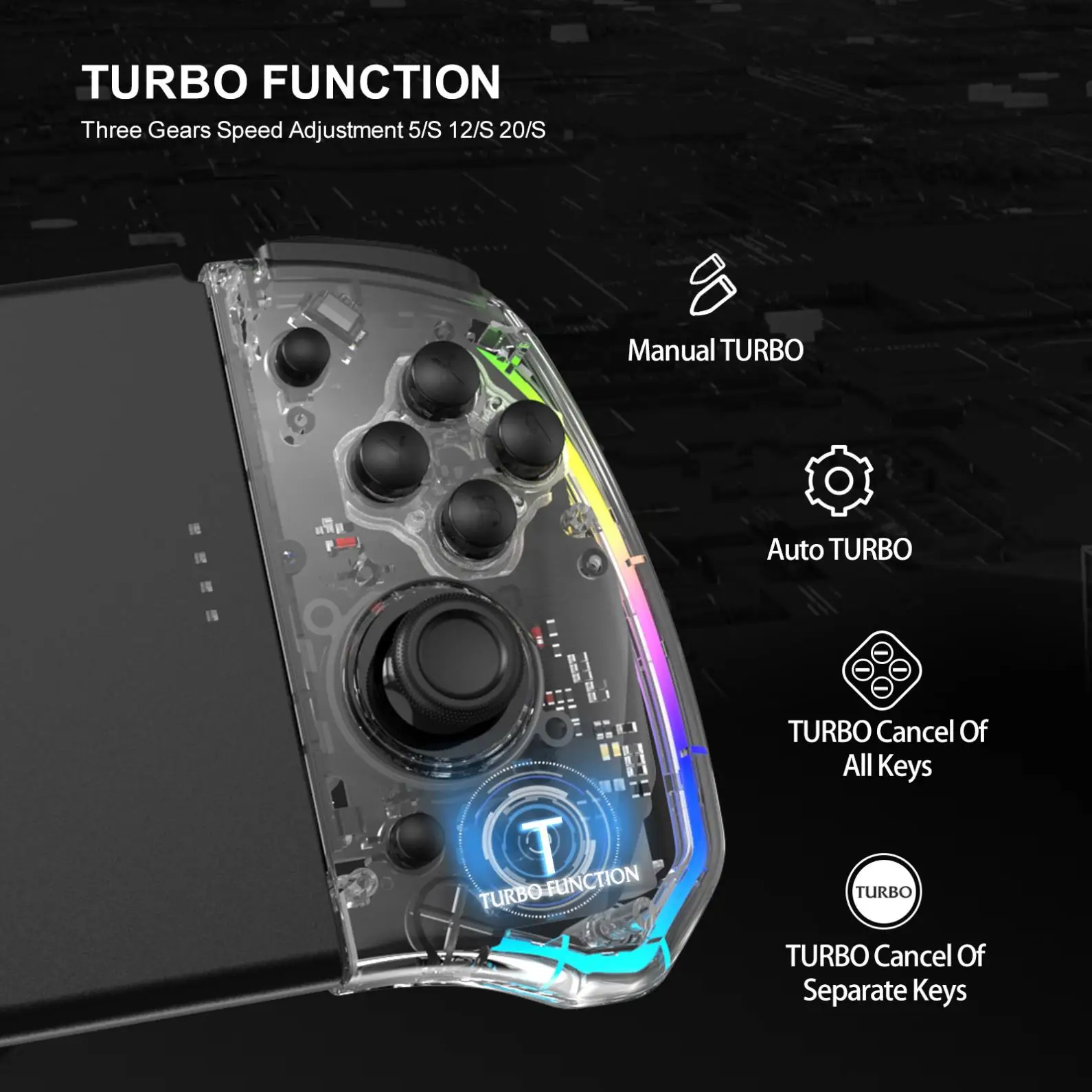 New Switch Jc Gamepad Ns Left And Right Rocker Pro Bt Optical Fiber Handle