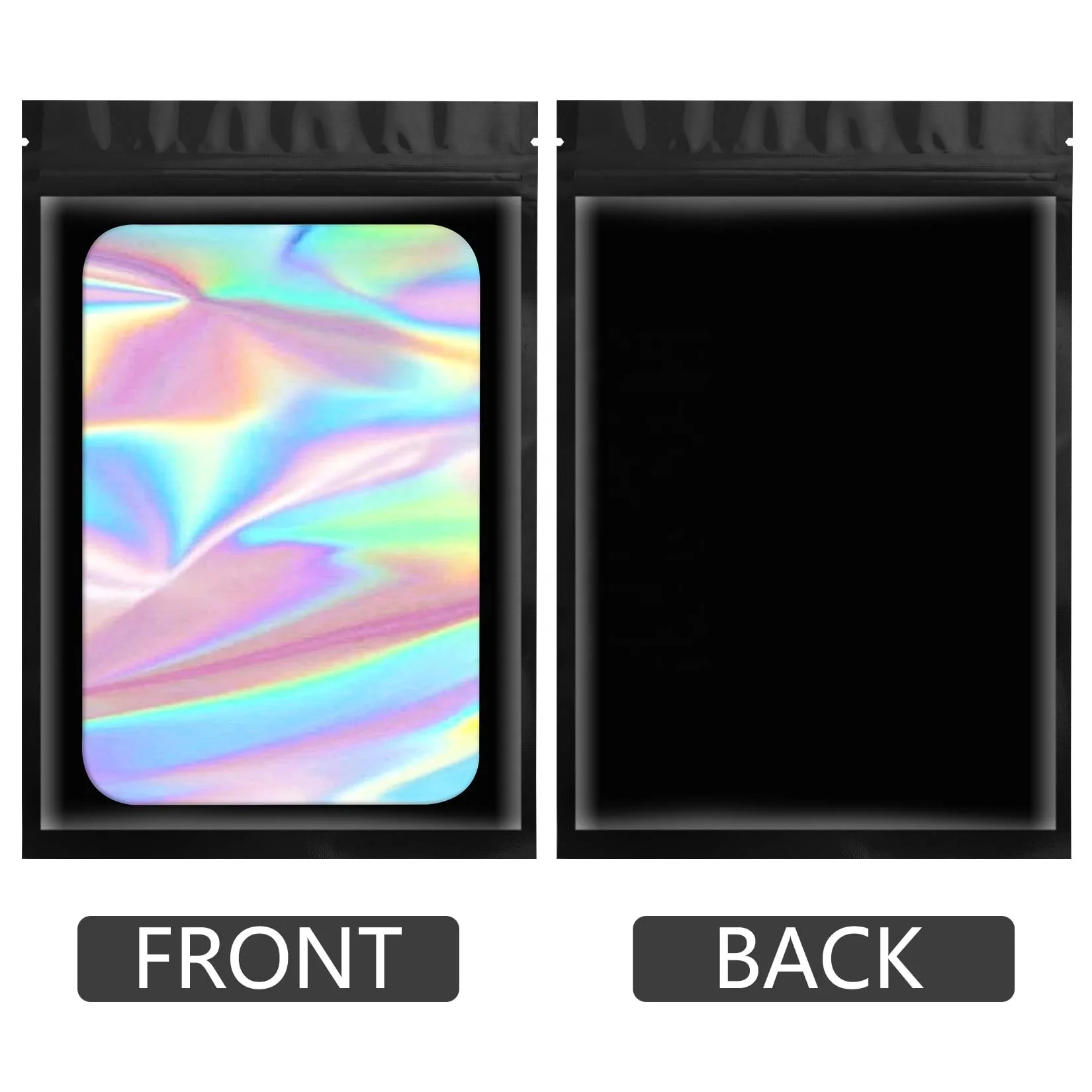 100 pcs Black Mylar Holographic Bags Packaging Bags Clear Resealable Smell Proof Bags
