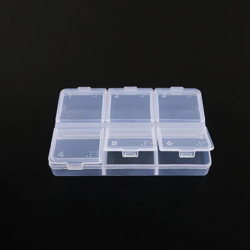 Прямоугольная прозрачная пластиковая Флип-коробка для канцелярских принадлежностей, утолщенная коробка с двумя кнопками, небольшая коробка для хранения инструментов и ювелирных изделий