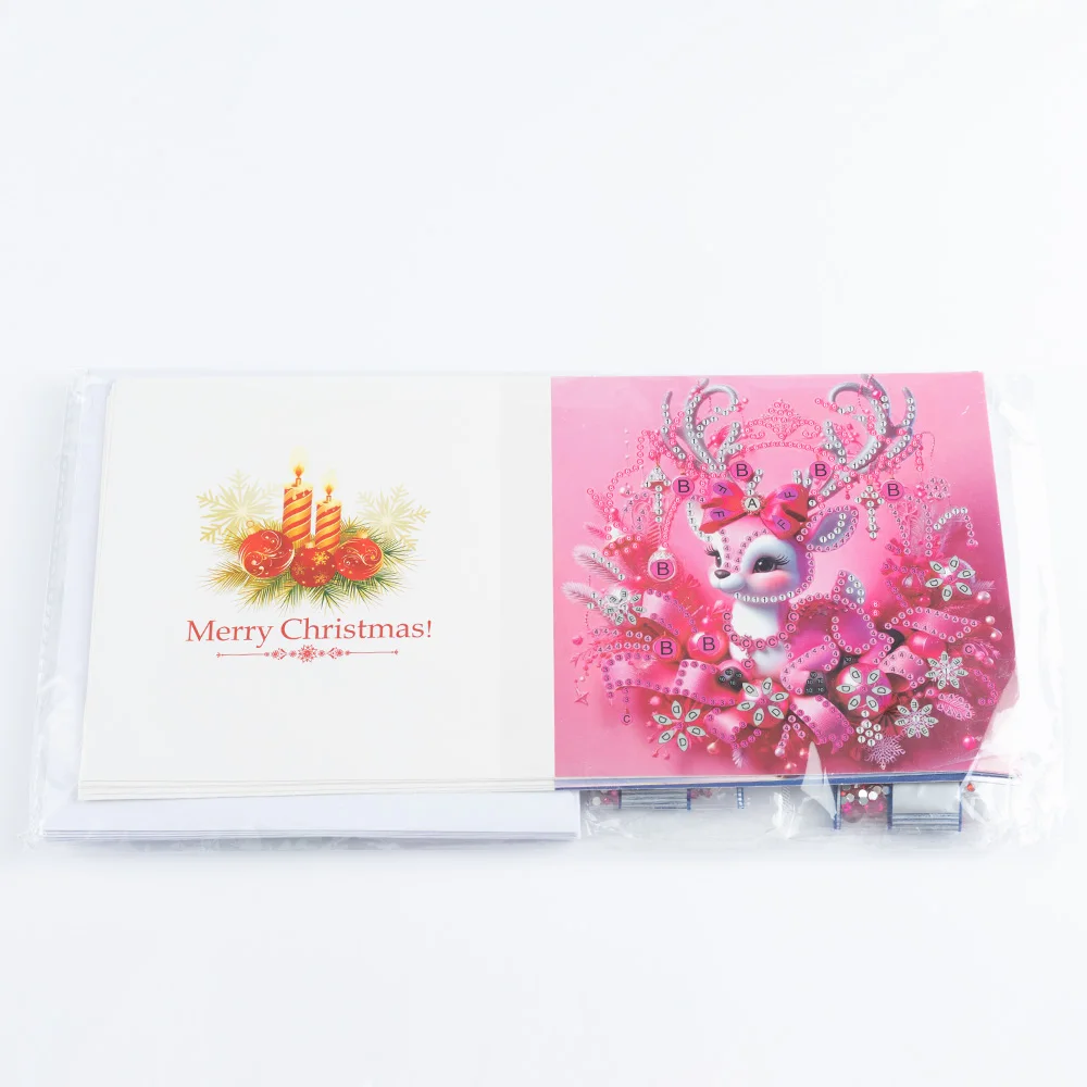 New Arrival 6 Pieces Diamond Painting Greeting Card Pink Merganser, Cute Animal Pattern Handmade Postcards Perfect Easy Gifts