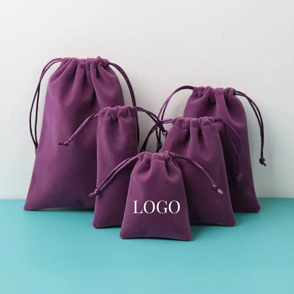 Cheap Custom Logo  Drawstring Velvet Bag Pouch for Jewelry Packaging Pouch