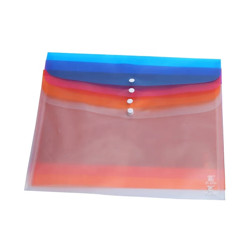 
File Plastic Stationery Organizer Clear Pocket Pvc A4 Button Fire Document Bag 