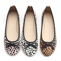 Stock Women lady casual shoes loafer leopard fabric round toe pu insole soft ballet outdoor party shoes