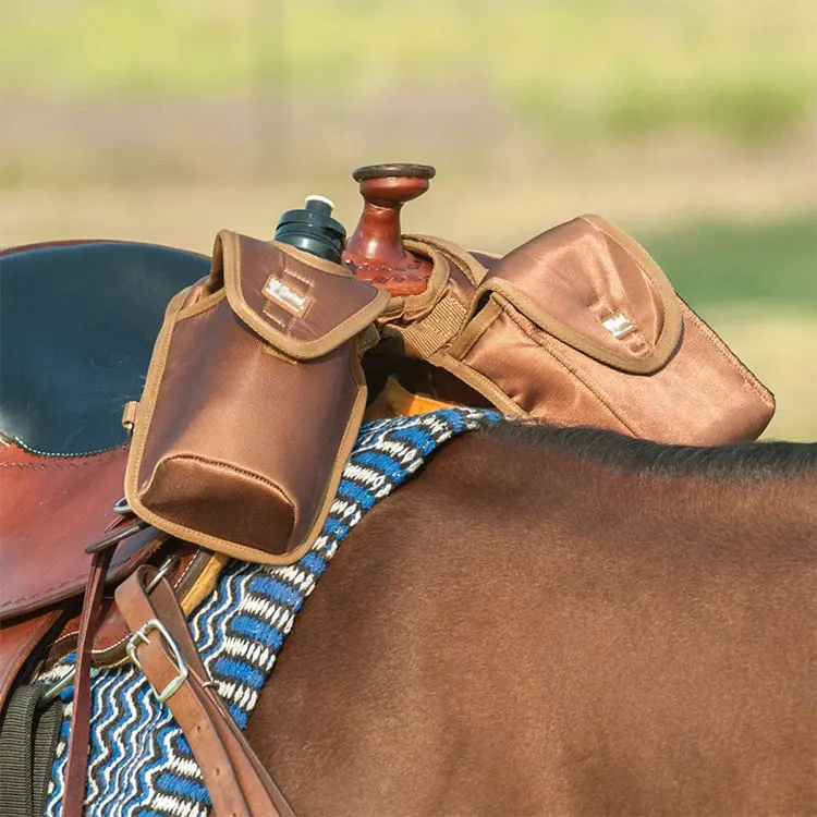 Horn saddle bag accessories english western horse riding saddle bag with bottle holder lunch holder