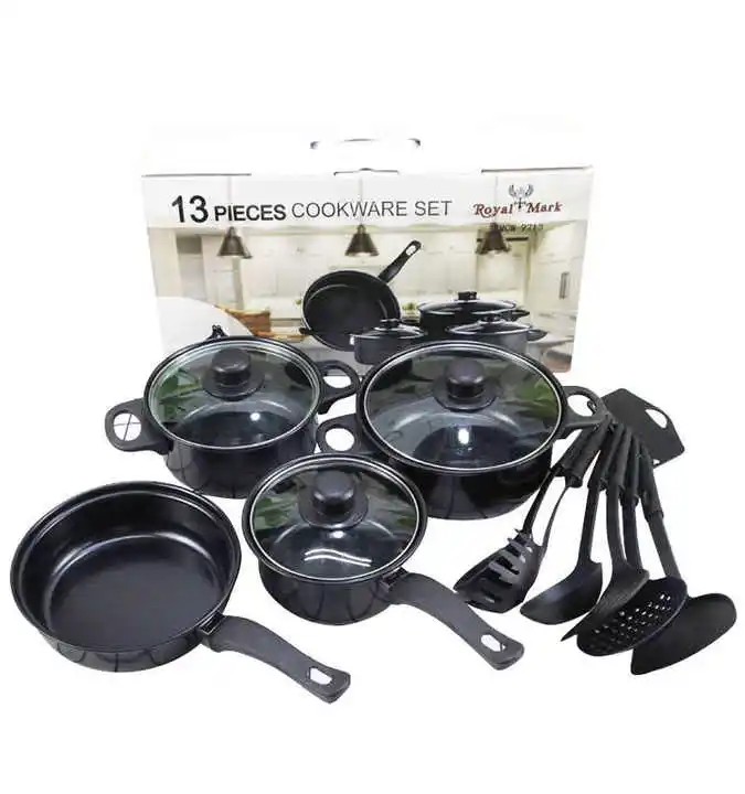 Popular 13-Piece American-Style Cookware Set Non-Stick Steel Pots and Pans Including Cookware and Cooking Pan