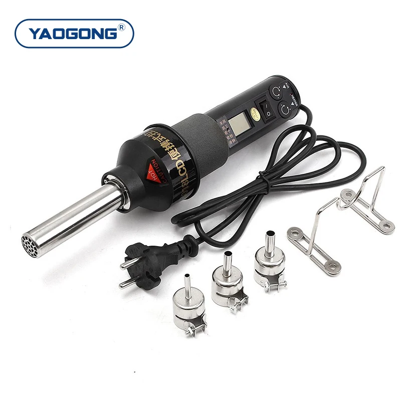 YAOGONG 8018LCD Display Adjustable Hot Air Blower Smart Thermostat SMD Rework Machine Portable Mobile Phone Repair Tool Heat Gun