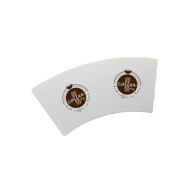 Disposable pe coated coffee paper cup sleeve paper cup fan for Beverages cup logo can be customized
