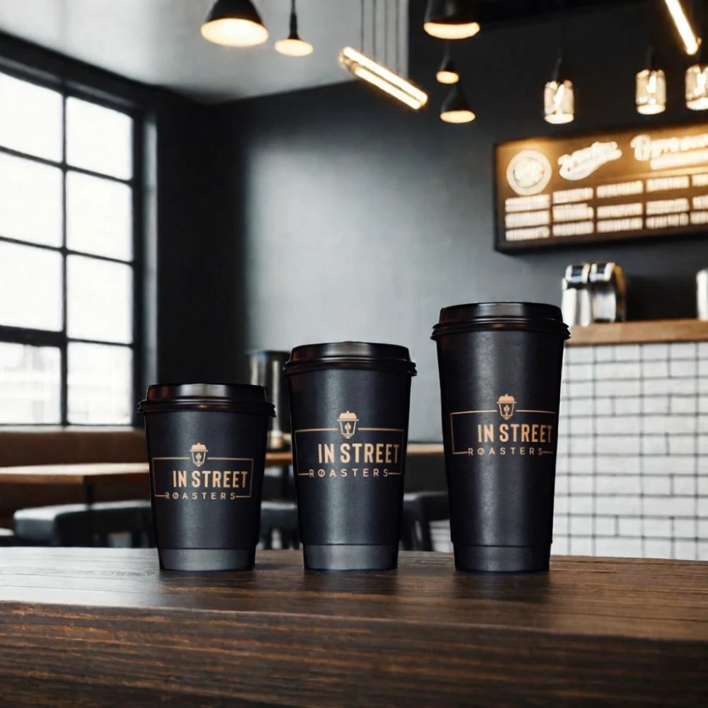 AT PACK 2024 Coffee Shop Supplies Eco-Friendly Material Coffee Paper Cup Takeaway Cup Holder With Paper Bag